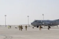 Un avion de patrouille maritime Atlantique 2 (ATL2) de la flottille 23F sur la base aérienne des Forces françaises stationnées aux Émirats Arabes Unis