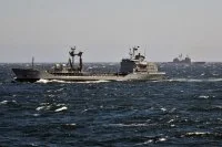 Le pétrolier allemand Spessart et le croiseur américain USS Vicksburg