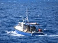 L'équipe de visite à bord du navire suspect