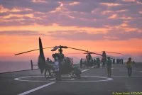 Coucher de soleil sur des Gazelle de l'ALAT