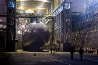 Le SNLE Le Triomphant au bassin 8 de la base navale de Brest 