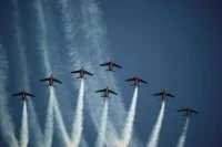 L'Aconit survolé par la patrouille de France