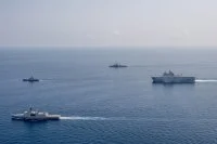 Le Dixmude, le Surcouf et les bâtiments indiens participant à Varuna
