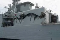 Dégâts subis en aout dernier par un destroyer canadien