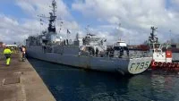 Le patrouilleur de haute mer CDT Ducuing au mouillage à Port-Gentil