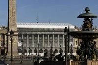L'HÃ´tel de la Marine, vu de la place de la Concorde (avec la bÃ¢che en trompe l'oeil)
