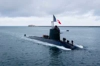 Le sous-marin nucléaire d’attaque Perle lors de sa dernière arrivée à Cherbourg