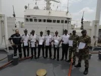 Les stagiaires sur le pont du Laplace