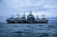 Les bâtiments du SNMCMG1 au mouillage