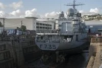La frégate de surveillance Germinal au bassin de radoub de Fort-de-France