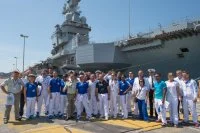 L’équipe de France de judo accueillie à bord du Charles de Gaulle